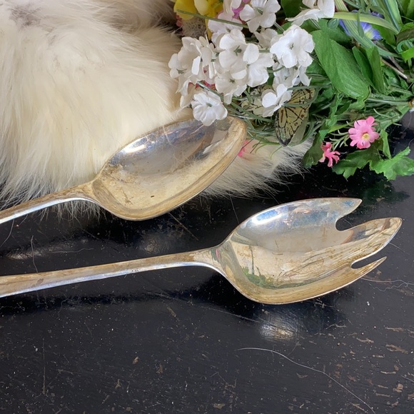 . Vintage Silver Plated Salad Fork & Spoon - Picture 3 of 6